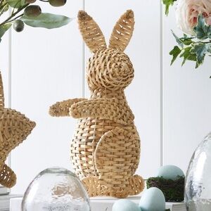 NWT 13” Handcrafted Rattan Basket Wicker Weaved Large Bunny Rabbit